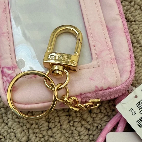 LoveShackFancy Pink Floral Card Holder with Gold Keychain - Picture 5 of 6